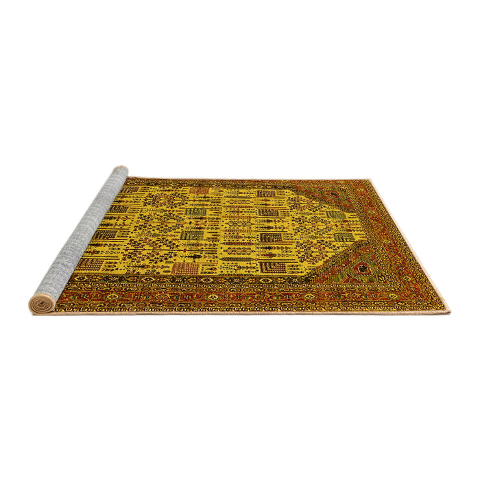 Sideview of Machine Washable Oriental Yellow Industrial Rug, wshurb1795yw