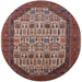 Round Mid-Century Modern Light French Beige Brown Oriental Rug, urb1795