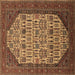 Square Machine Washable Oriental Brown Industrial Rug, wshurb1795brn