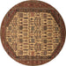 Round Oriental Brown Industrial Rug, urb1795brn