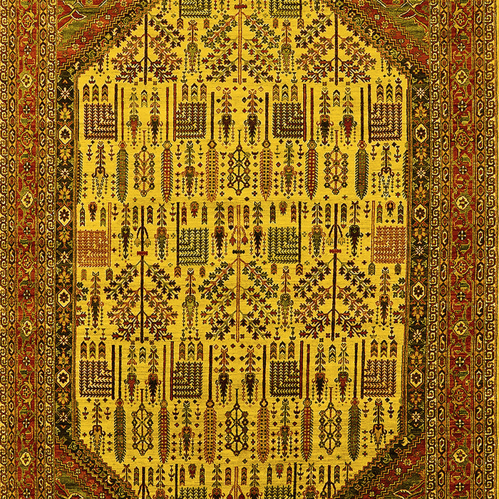 Machine Washable Oriental Yellow Industrial Rug, wshurb1795yw