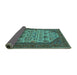 Sideview of Oriental Turquoise Industrial Rug, urb1795turq