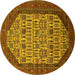 Round Oriental Yellow Industrial Rug, urb1795yw