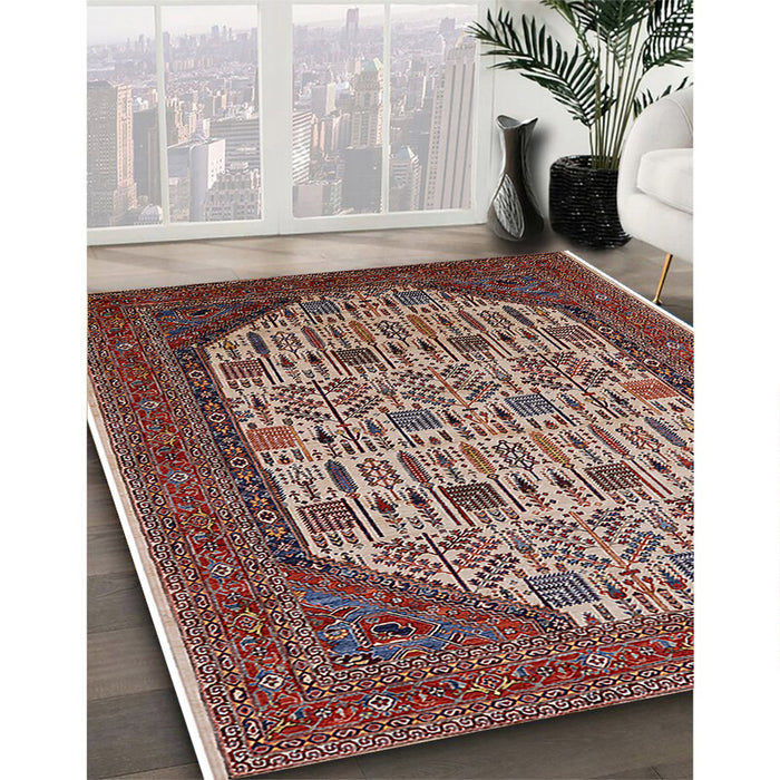 Machine Washable Industrial Modern Light French Beige Brown Rug in a Family Room, wshurb1795