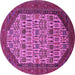 Round Machine Washable Oriental Pink Industrial Rug, wshurb1795pnk