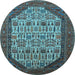 Round Oriental Light Blue Industrial Rug, urb1795lblu