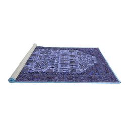 Sideview of Machine Washable Oriental Blue Industrial Rug, wshurb1795blu