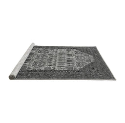 Sideview of Machine Washable Oriental Gray Industrial Rug, wshurb1795gry