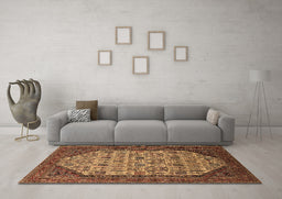 Machine Washable Oriental Brown Industrial Rug in a Living Room,, wshurb1795brn