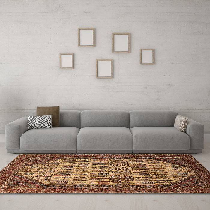 Machine Washable Oriental Brown Industrial Rug in a Living Room,, wshurb1795brn