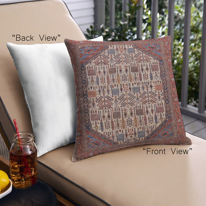 Front View of Mid-Century Modern Urban Square Light French Beige Brown Throw Pillow, 18 inch by 18 inch, pwurb1795