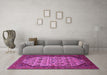 Machine Washable Oriental Pink Industrial Rug in a Living Room, wshurb1795pnk