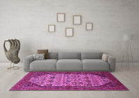 Machine Washable Oriental Pink Industrial Rug, wshurb1795pnk