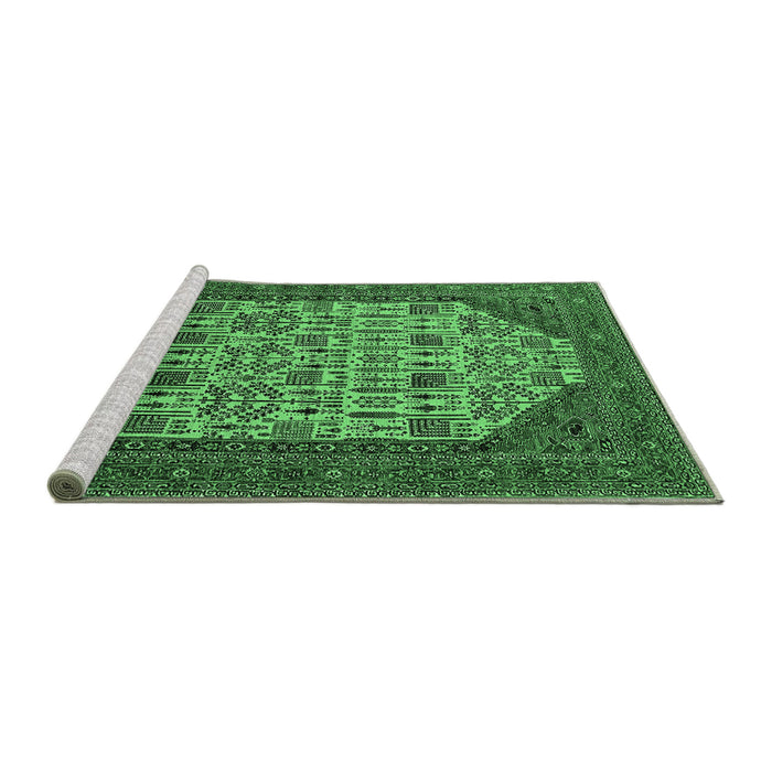Sideview of Machine Washable Oriental Emerald Green Industrial Area Rugs, wshurb1795emgrn