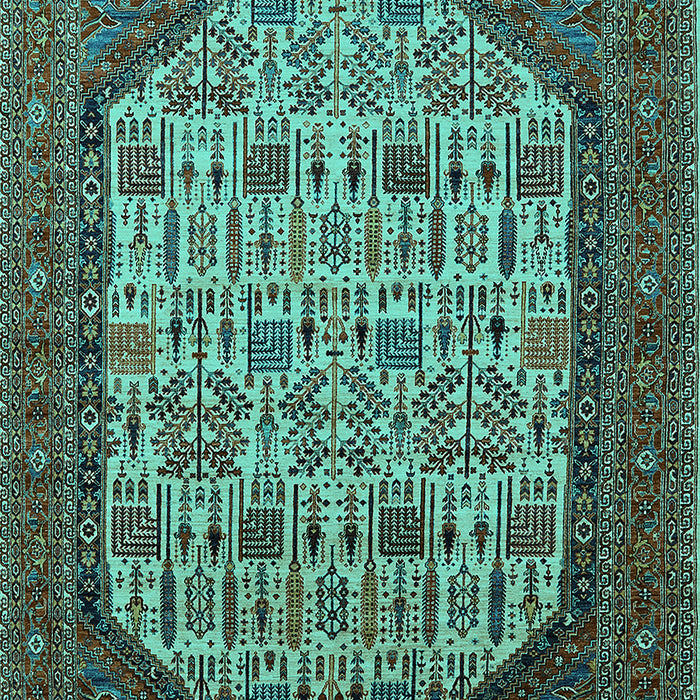 Machine Washable Oriental Turquoise Industrial Area Rugs, wshurb1795turq