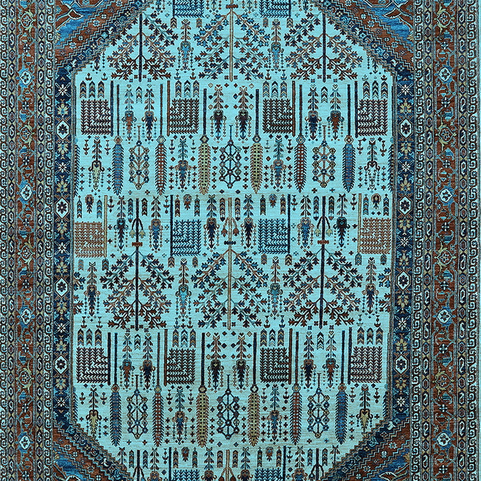 Machine Washable Oriental Light Blue Industrial Rug, wshurb1795lblu