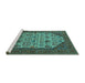 Sideview of Machine Washable Oriental Turquoise Industrial Area Rugs, wshurb1795turq