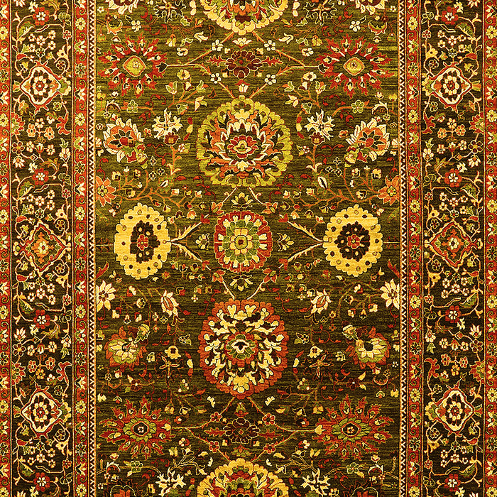 Machine Washable Oriental Yellow Industrial Rug, wshurb1796yw