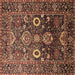 Square Machine Washable Oriental Brown Industrial Rug, wshurb1796brn