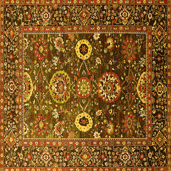 Square Machine Washable Oriental Yellow Industrial Rug, wshurb1796yw