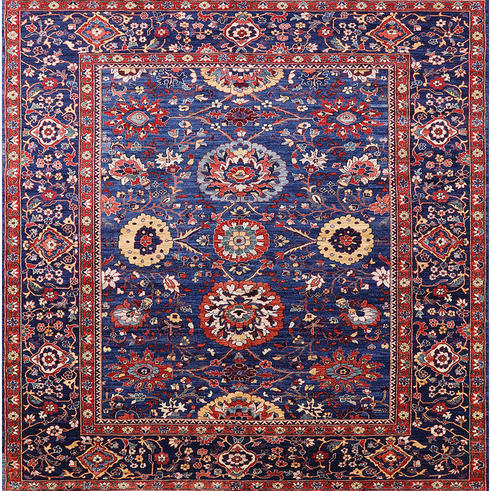 Square Mid-Century Modern Plum Purple Oriental Rug, urb1796