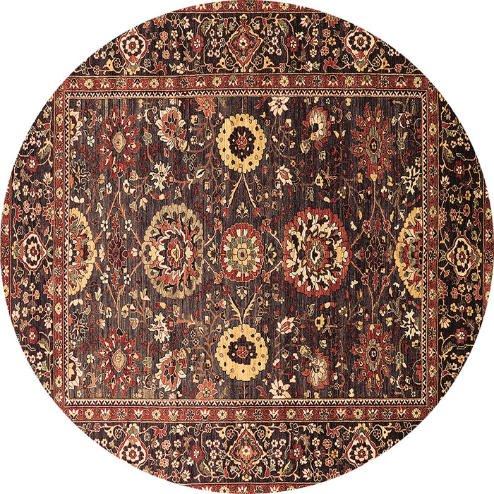 Round Oriental Brown Industrial Rug, urb1796brn