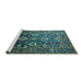 Sideview of Machine Washable Oriental Turquoise Industrial Area Rugs, wshurb1796turq