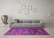 Machine Washable Oriental Pink Industrial Rug in a Living Room, wshurb1796pnk