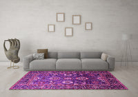 Machine Washable Oriental Pink Industrial Rug, wshurb1796pnk