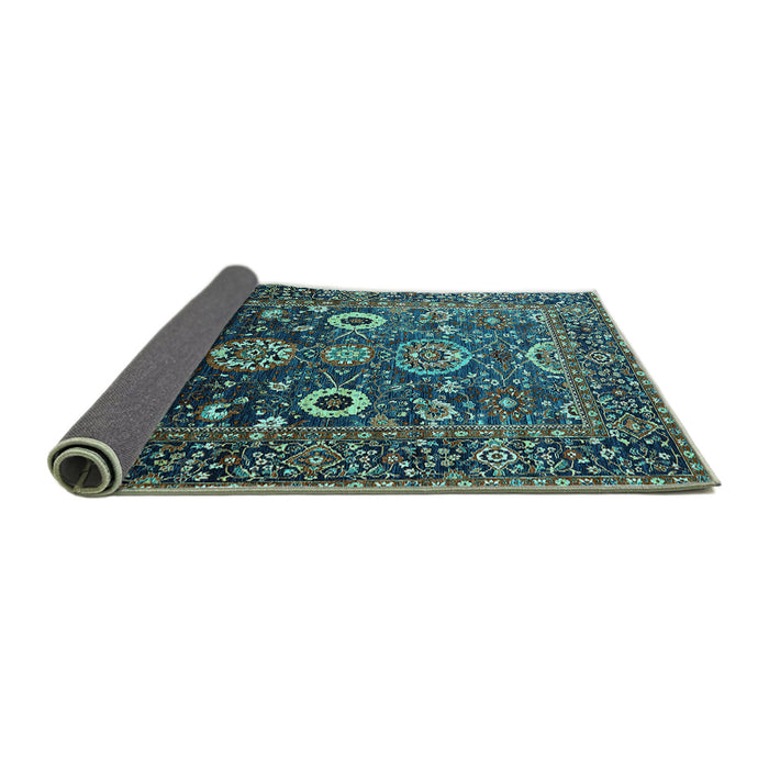 Sideview of Oriental Turquoise Industrial Rug, urb1796turq