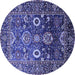 Round Oriental Blue Industrial Rug, urb1796blu