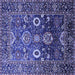 Square Machine Washable Oriental Blue Industrial Rug, wshurb1796blu