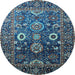 Round Oriental Light Blue Industrial Rug, urb1796lblu