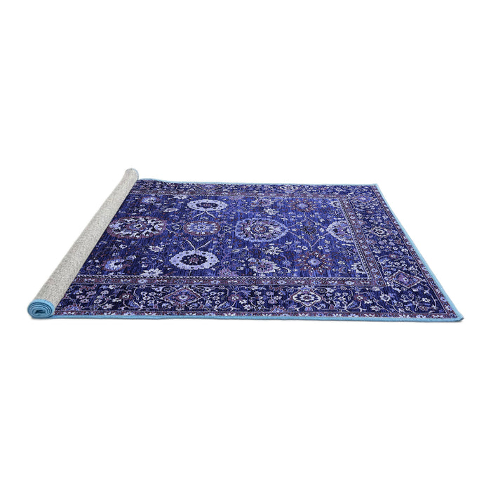 Sideview of Machine Washable Oriental Blue Industrial Rug, wshurb1796blu