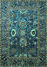 Machine Washable Oriental Turquoise Industrial Area Rugs, wshurb1796turq