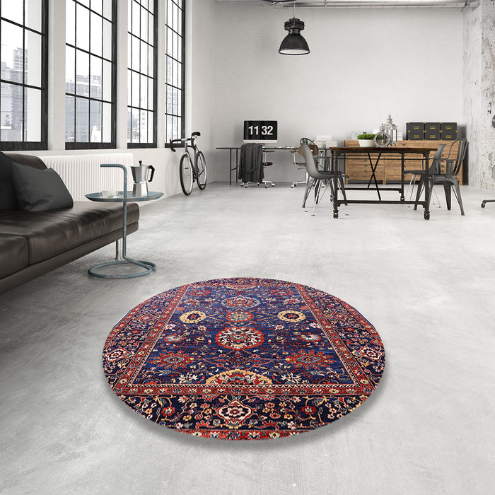 Round Machine Washable Industrial Modern Plum Purple Rug in a Office, wshurb1796