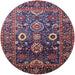 Round Mid-Century Modern Plum Purple Oriental Rug, urb1796