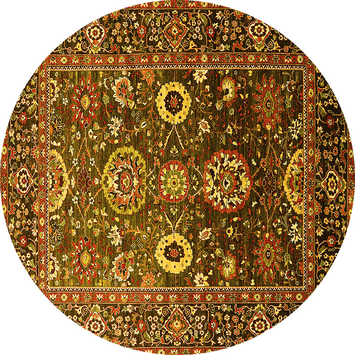Round Oriental Yellow Industrial Rug, urb1796yw