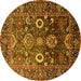 Round Oriental Yellow Industrial Rug, urb1796yw