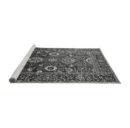 Sideview of Machine Washable Oriental Gray Industrial Rug, wshurb1796gry