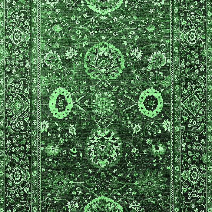 Machine Washable Oriental Emerald Green Industrial Area Rugs, wshurb1796emgrn