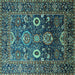 Square Oriental Turquoise Industrial Rug, urb1796turq