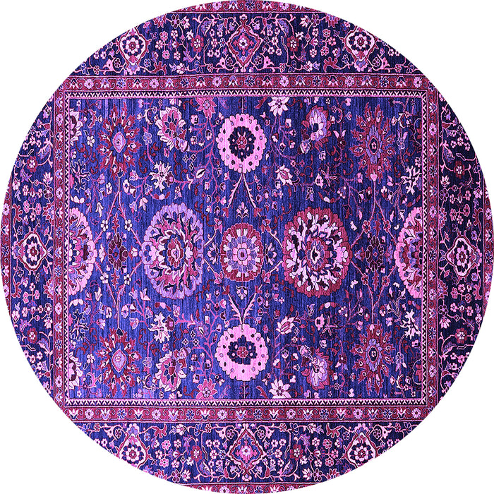 Round Machine Washable Oriental Purple Industrial Area Rugs, wshurb1796pur
