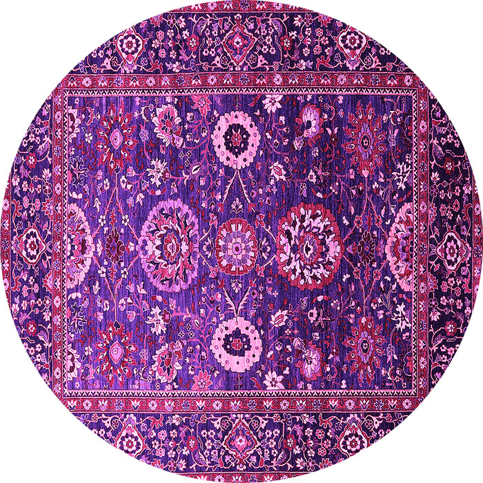 Round Machine Washable Oriental Pink Industrial Rug, wshurb1796pnk