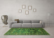 Machine Washable Oriental Green Industrial Area Rugs in a Living Room,, wshurb1796grn