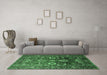 Machine Washable Oriental Emerald Green Industrial Area Rugs in a Living Room,, wshurb1796emgrn