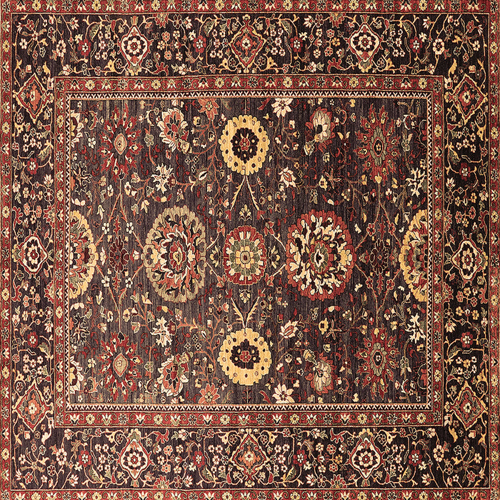 Square Oriental Brown Industrial Rug, urb1796brn