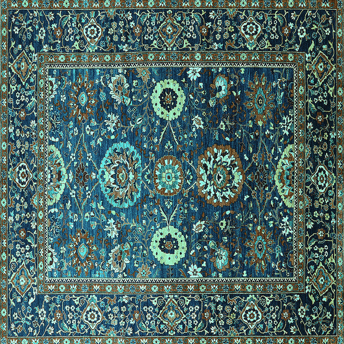 Square Machine Washable Oriental Turquoise Industrial Area Rugs, wshurb1796turq