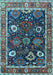 Machine Washable Oriental Light Blue Industrial Rug, wshurb1797lblu