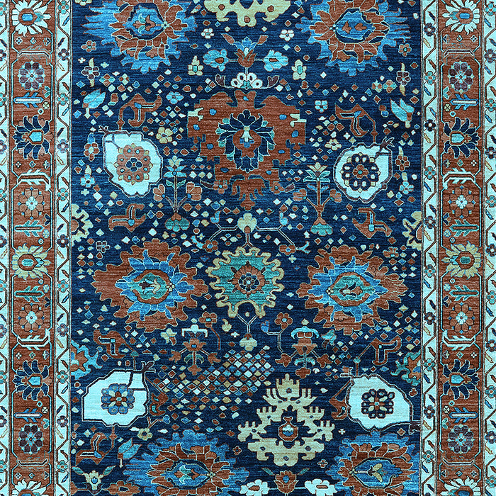 Machine Washable Oriental Light Blue Industrial Rug, wshurb1797lblu